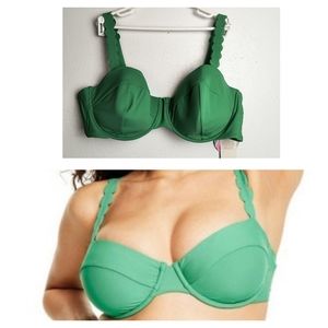 Rhode Target 🎯 Underwire Bikini Top Swim Scallop Edge Plus Size 28 Green